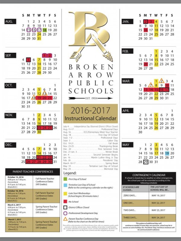 BAHS School Calendar BA Buzz Broken Arrow Events